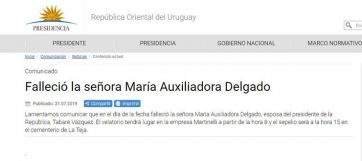 Falleció la esposa del presidente de Uruguay Tabaré Vázquez