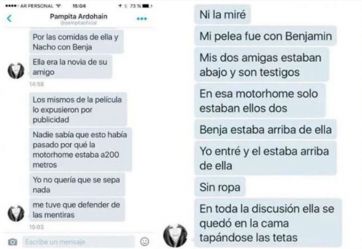 Se filtró el chat dónde Pampita explica cómo encontró a Banjamín Vicuña en el motorhome