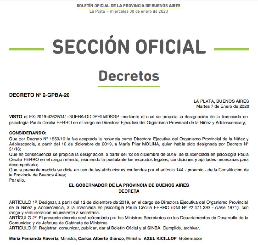 Oficializan designación de la nueva titular de Niñez y Adolescencia provincial