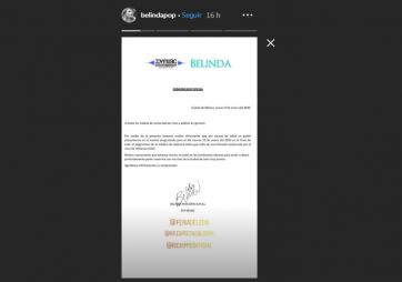 Por problemas de salud, Belinda debió shows en México