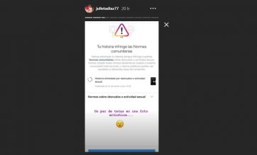 Tras la censura de su topless, Julieta Díaz vuelve a desafiar a Instagram