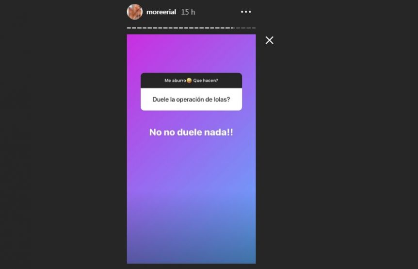 More Rial se operó las lolas y mostró el resultado en redes