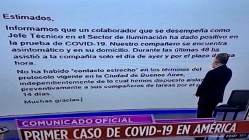 Confirmaron el primer caso positivo de COVID en América TV