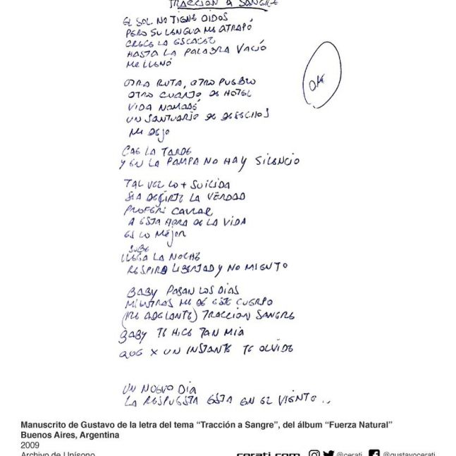 Gustavo Cerati: a seis años de su partida, se conoce un manuscrito