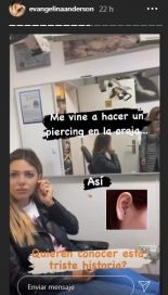 La reacción de Evangelina Anderson tras su decisión de hacerse un piercing en la oreja