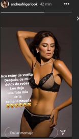 Andrea Frigerio en ropa interior y un mensaje peculiar