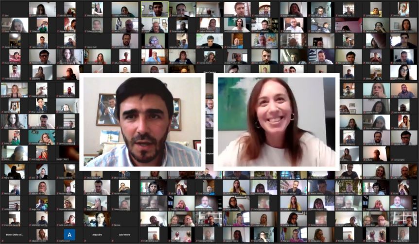 Con la mira en 2021, Vidal pasó por la Séptima con un mensaje de unidad y apertura de JxC