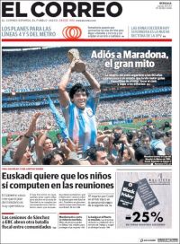 La partida de Maradona fue noticia en los principales medios del mundo