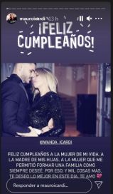 Mauro Icardi le dedicó un tierno mensaje a Wanda: “Feliz cumpleaños a la mujer de vida”