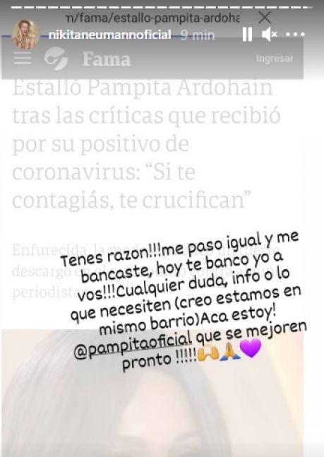 Nicole Neumann regresó a Buenos Aires y se solidarizó con Pampita: “Hoy te banco yo a vos”