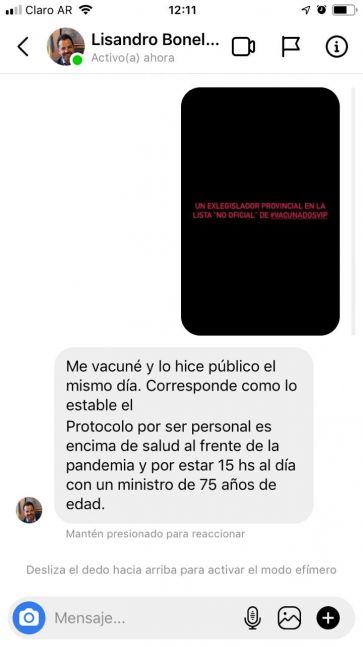 Un exlegislador provincial en la lista de vacunados VIP: su respuesta a La Tecla