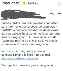 Empiezan a faltar vacunas en la Provincia y se suspenden turnos hasta nuevo aviso