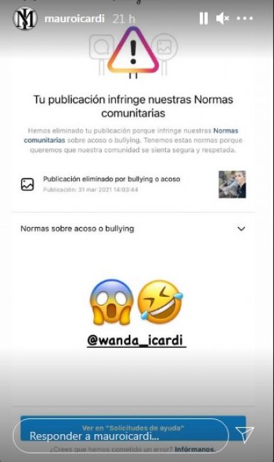 Wanda Nara habló sobre la publicación que Instagram le censuró a Icardi