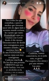 El mensaje de Cande Tinelli tras confirmar su positivo y el de Coti Sorokin