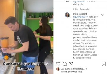 La pareja de José María Listorti salió al cruce de Julieta Díaz por cuestionar su humor