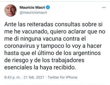 Macri no cumplió su promesa y se dio la vacuna: las redes fueron lapidarias