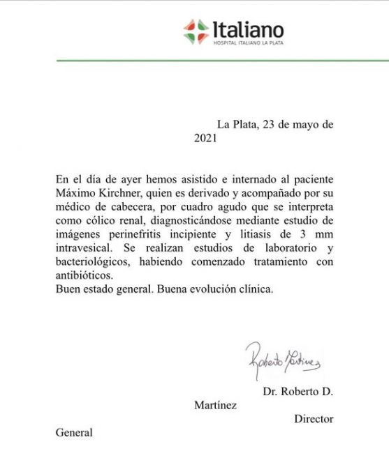 Internaron a Máximo Kirchner en el Hospital Italiano de La Plata: los motivos