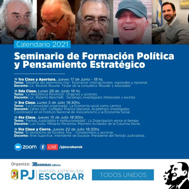 El PJ de Escobar realizará un Seminario de Formación Política y Pensamiento Estratégico