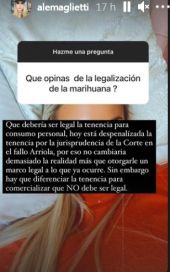 Alejandra Maglietti habló sobre la legalización de la marihuana