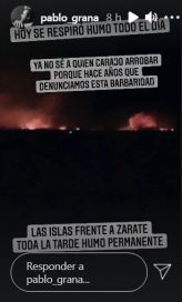 Pablo Granados se metió en la polémica de los carpinchos y mostró la quema de los humedales