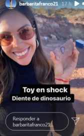 Barby Franco mostró su inigualable experiencia con un dinosaurio