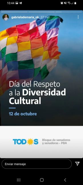 En las redes sociales, la política conmemoró el día del respeto a la diversidad cultural