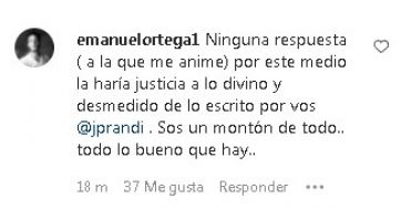 El emotivo mensaje que le dedicó Julieta Prandi a Emanuel Ortega