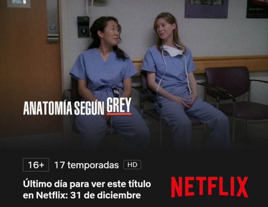 Netflix anunció la salida de Grey´s Anatomy y los seguidores estallaron en las redes