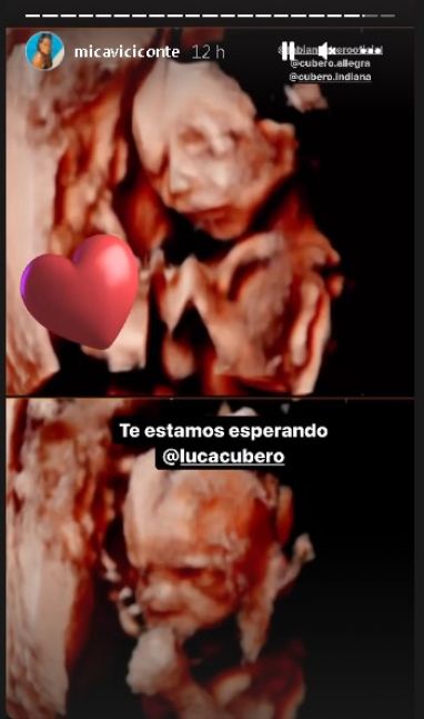 Mica Viciconte compartió la última ecografía de su embarazo y mostró la carita de Luca