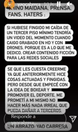 El mensaje de Yao Cabrera tras su caída de un tercer piso