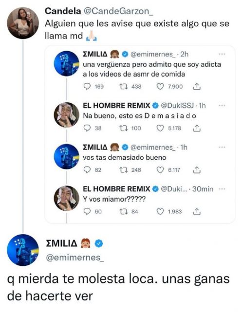 Emilia Mernes cruzó a una seguidora en Twitter y después cerró su cuenta: qué pasó