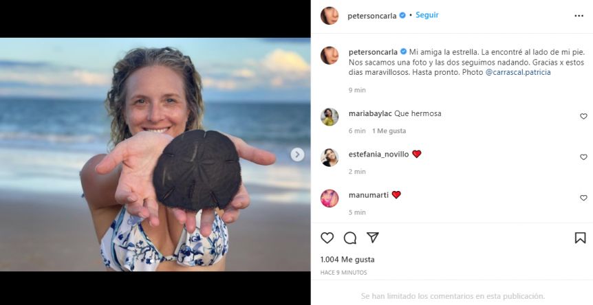 Carla Peterson se sacó una foto con una estrella de mar y despertó la polémica
