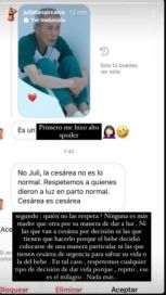 Julieta Nair Calvo cruzó a una seguidora que la cuestionó por un posteo sobre el parto