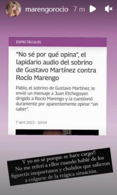 Rocío Marengo cruzó al sobrino de Gustavo Martínez