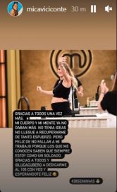 Mica Viciconte tras su salida de Masterchef Celebrity la revancha: 