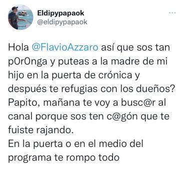 Escándalo: Flavio Azzaro insultó a Mariana Diarco y el Dipy lo fue a buscar para pelear