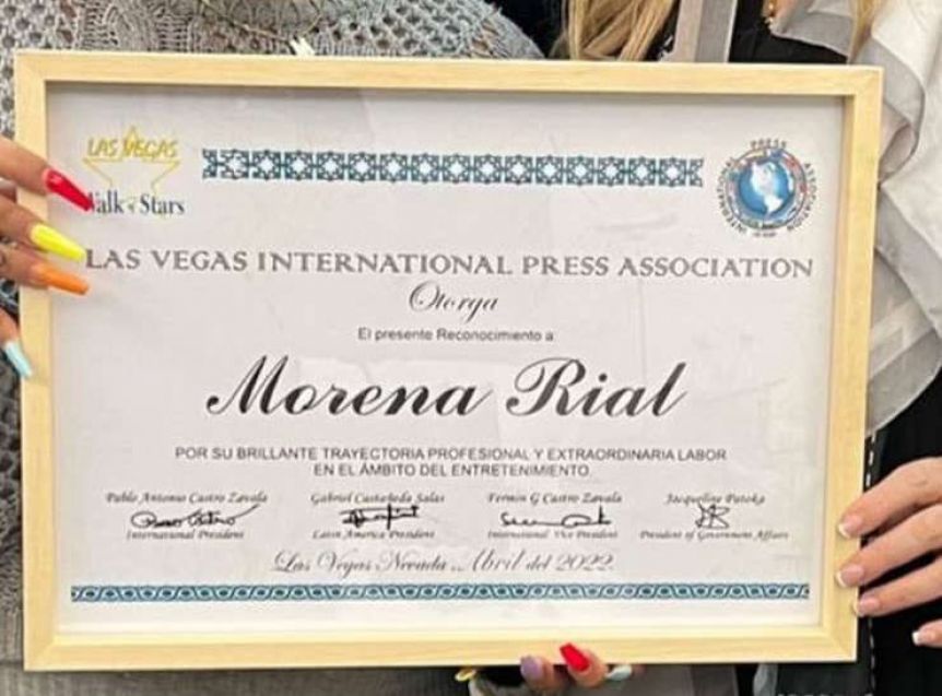 Las Vegas reconoció a Morena Rial por su extraordinaria labor en el ámbito del entretenimiento