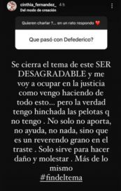 Cinthia Fernández relató el polémico episodio que vivió con Matías Defederico