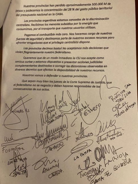 Gobernadores peronistas presionan a la Corte por la coparticipación de CABA