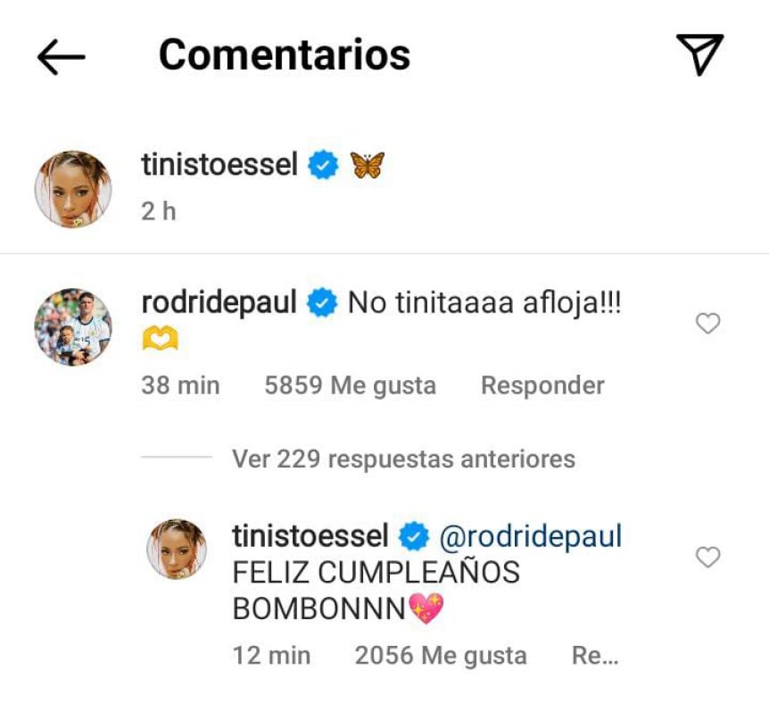 El saludo especial de Tini Stoessel a Rodrigo De Paul por su cumpleaños