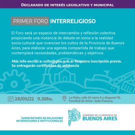 Expectativas por el comienzo del Primer Foro Interreligioso en la Provincia