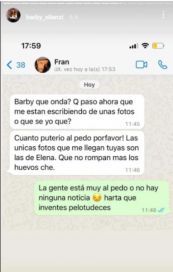 Tras los rumores de infidelidad al Polaco, Barby Silenzi mostró un chat con Francisco Delgado