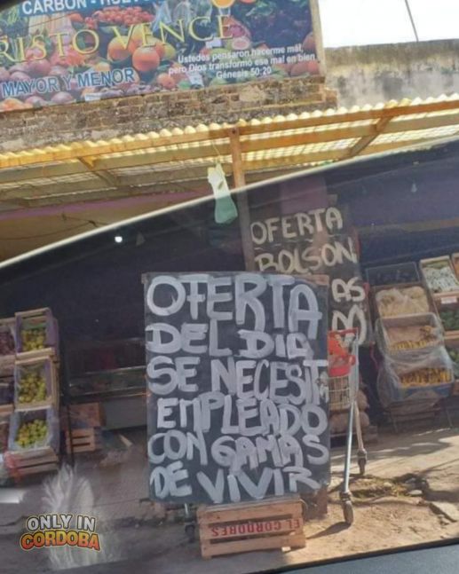 El desopilante cartel de una verdulería de Córdoba que hizo estallar a las redes