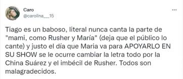 El momento incómodo de María Becerra, Rusherking y la China Suárez en el recital de Tiago PZK