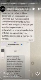 Alejandro Stoessel salió a desmentir su posteo en contra de Camila Homs