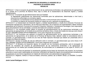 Crearán un mapa de restricciones para uso de agroquímicos en la Provincia