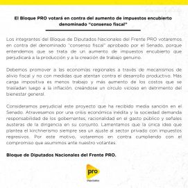 La oposición sale con los tapones de punta y expuso los motivos de su rechazo al Consenso Fiscal