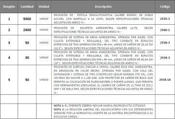 El Ministerio de Seguridad lanzó licitación millonaria para la compra de armamento