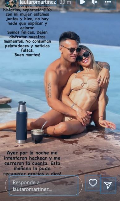 Lautaro Martínez y su esposa desmintieron su crisis