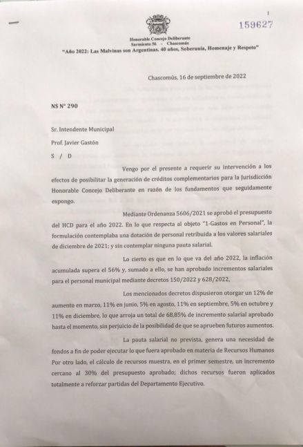 Tres empanadas: Concejo Deliberante se quedó sin plata y pide un “salvavidas” al intendente